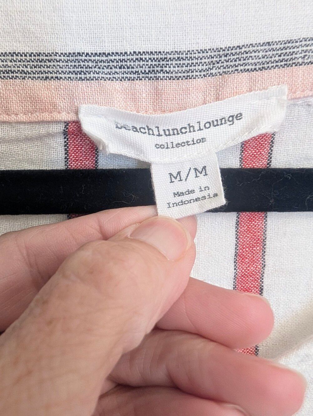 BeachLunchLounge White Striped Button Up Blouse Linen Size Medium Coastal Soft - Picture 6 of 7